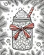 Placeholder: Outline for cute Christmas coloring pages with Candy canes in a jar, sketch style, full body, only use outline, mandala style, clean line art, white background, no shadows and clear and well outlined