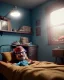 Placeholder: Boy room scene with color hair monster, Steven Spielberg style, realistic photo, sweet, concept art, smooth, unreal engine 5, god lights, ray tracing, RTX, lumen lighting, ultra detail, volumetric lighting, 3d.