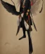 Placeholder: chaman, native american warrior, mature, long black hair, black fabric coat like wings