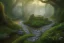 Placeholder:  winding stone path lit river