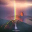 Placeholder: Christ the Redeemer, sunset, rainbow sunset, waterfall, palms, twigs, spring, sunset rainbow, bridge flying birds, unreal engine 5, cinematic lighting, realistic, hyper detailed, 8k, octane render, cinema 4d