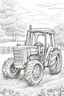 Placeholder: coloring page for kids, TRACTOR, thick outline, low details, no shading, no color