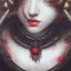 Placeholder: girl, cute, beautiful, Heterochromia eyes, red lips, black hair, steam punk, close up portrait by Greg Rutkowski