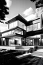 Placeholder: black and white architectural rendering of a contemporary luxury house