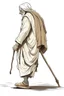Placeholder: "Draw an old person wearing old traditional Arab clothes, hunched back, and walking with a cane."