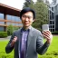 Placeholder: A long haired, Japanese Male software engineer from MIT taking a selfie in front of Building 92 at Microsoft in Redmond, Washington