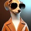 Placeholder: cute male daschund with the body of a human, wearing a leather jacket and sunglasses, pixar style, disney, dramatic, dramatic lighting, volumetric lighting, hyperrealism, 8k, high quality, photorealistic, lot of details