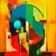 Placeholder: Abstract surrealist painting, Offsetting deconstructed eulogies of geometry,, abstract surrealism, by Graham Sutherland and Victor Pasmore and Dave McKean
