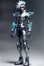 Placeholder: silver skinned anime Dragman cyberpunk full body