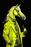 Placeholder: Yellow cockatrice with a tattoo of a horse in a smoking jacket