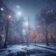 Placeholder: foto realistic winter city with a illuminated christmas tree in the night