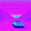 Placeholder: Vaporwave sci-fi scene car driving to the distance