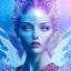 Placeholder: Face Angel crystalline, blue,pink , cosmic, opalescent, gemstones, crystals, other worldly,water,bright, ice background, snow lake blue