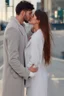 Placeholder: Style: image transformation with changing features, standing, intimate feelings and kissing, high realism, realistic relationship features, professional details sexually realistic, person with a hope for the In beautiful Woman
