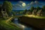 Placeholder: A Cotswold village, a brook, a bridge, Full moon, beautiful celestial sky, Milky Way, hyper-detailed art by Ivan Kramskoi. elegant intricate oil on canvas beautiful high detail award winning fantastic view crisp quality hdr