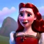 Placeholder: Very young Modern looking Mary queen of scots , with long red hair, blue eyes, pouting red lips, the most beauiful , Star wars ,big smile white teeth . full lips ,vintage pixar