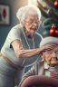 Placeholder: A heartwarming close-up photo of a young nurse helping an elderly person decorate a Christmas tree. Intricate details, 4k, realistic