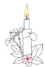Placeholder: outline art for square Heart Candle Plumeria coloring page for kids, classic manga style, anime style, realistic modern cartoon style, white background, sketch style, only use outline, clean line art, no shadows, clear and well outlined