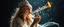Placeholder: quantum vuvuzela greek god gandalf as a young woman floating transparent shiny notes