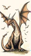 Placeholder: sketch-style painting of a dragon art by Valeria Burzo large bats in the background