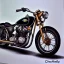 Placeholder: fullbody Drawing of 'Vintage classic style concept Motorcycle',three quarters view, retro design study, classic steel wheels, toned colors, art by cheryl kelley,16k