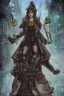 Placeholder: steampunk elf detective in a dystopian city