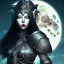 Placeholder: black hair lady warrior top with blade under the Moon