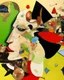 Placeholder: [A FLY HAS FALLEN IN THE OINTMENT], reality has no authority here, shapes before subjects, perspective replaced by importance, hierarchy overrides anatomy, shared symbolic plane, giant shape masses, tiny fragments, symbolic scale, asymmetry, negative space, one element must violate the visual order, Byzantine symbolic scale, torn-paper modernist folk-art collage, bright upper-range mid-high-key palette, square 1:1. ChatGPT