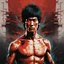 Placeholder: An ultra realistic poster of Bruce Lee in the red matrix, by Daniel Castan :: Carne Griffiths :: Andreas Lie :: Russ Mills :: Leonid Afremov, dark background and lightning, cinematic, high detail, illustration, 3D render, vibrant, neon ambiance, abstract black oil, gear mecha, detailed acrylic, grunge, intricate complexity, rendered in unreal engine, photorealistic