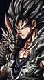 Placeholder: a man with black hair and a dragon on his chest, black dragon, highly detailed portrait of goku, ultra hd anime wallpaper, masayoshi suto and artgerm, anime epic artwork, hd anime wallpaper, son goku, goku, gogeta, dragon ball, wild spiky black saiyan hair, detailed anime artwork, ancalagon the black