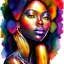 Placeholder: Portrait of beautiful black woman, watercolor, bright colors, long curly hair