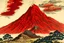 Placeholder: A red cinder volcano painted by Katsushika Hokusai