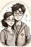 Placeholder: Handdrawn, harry potter style, girl and boy in love