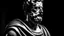 Placeholder: Marcus Aurelius, Stoic, greek, black and white, dark, greek background