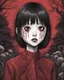 Placeholder: illustration in two gradually, Junji Ito style, darkred tones,high detailed, 4k resolution, digital paiting, cute, art,