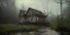 Placeholder: house abandoned inner between moutain, long exposure photography, swamp, water, glass, fog, highly realistic, highly detailed, intricate, 8k