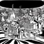 Placeholder: Village in the cosmos in Winsor McCay style and dr seuss style