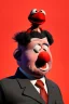 Placeholder: Waist up muppet Portrait, Kim Jong-un as muppet doll, black suit, photo studio, red background, unreal engine 5, concept art, art station, god lights, ray tracing, RTX, lumen lighting, ultra detail, volumetric lighting, 3d.