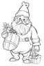 Placeholder: coloring page for kids, Santa GIFT CHILDERN, cartoon style, thick outline, low details, no shading, no color