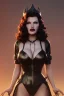 Placeholder: Rita Hayworth as evil queen in black leather, busty, cleavage, curvy, angry, stern look. character design by cory loftis, fenghua zhong, ryohei hase, ismail inceoglu and ruan jia. unreal engine 5, artistic lighting, highly detailed, photorealistic, fantasy