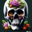 Placeholder:  skull head with beautiful colourful flowers on top