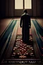 Placeholder: A man standing on a prayer rug