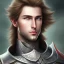 Placeholder: Portrait of a pretty prince in armor without beard. Has grey eyes, mullet hair