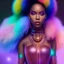 Placeholder: full body shot, masterpiece, best quality, family of three, black skinned, sparkling eyes, fluorescent skin, colorful makeup, hip hop , highly detailed body, afrofuturism, scifi, sun light, 4K, RAW, depth of field, high contrast, realistic details, 24mm