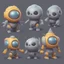 Placeholder: Set of 4 cute and adorable moch, in different shapes, satellite view, fantasy style, game assets details, 8K, solid gray background, highly detailed, highest quality, octane rendering, no cross