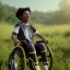 Placeholder: white boy joy, black teenage boy in wheelchair frolicking through a meadow with unrestrained happiness