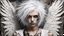 Placeholder: Punk, Angel, portrait, white hair, background old canvas torn cracks, mystical