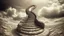 Placeholder: Winding stone spiral staircase leading up through clouds toward an unknown, fantastical destination, vintage sepia, film effect, creative, detailed brush stroke, minimal spalsh