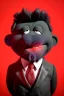 Placeholder: Waist up muppet Portrait, Kim Jong-un muppet doll, black suit, photo studio, red background, unreal engine 5, concept art, art station, god lights, ray tracing, RTX, lumen lighting, ultra detail, volumetric lighting, 3d.