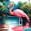 Placeholder: florida pink flamingo in florida water canal, watercolor style